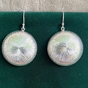 STERLING SILVER 925 THAILAND RIBBED DISC PIERCED EARRINGS